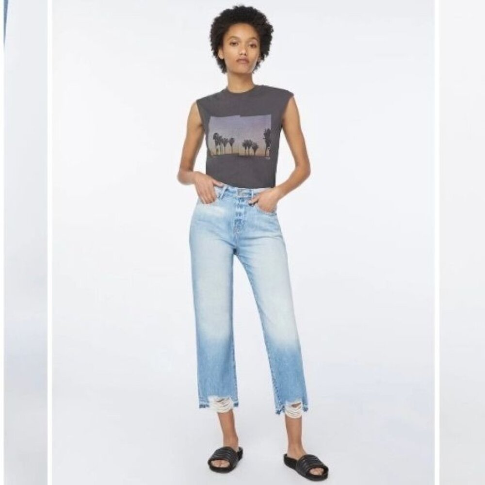 Frame Denim Le Hollywood Crop Jeans Released Hem in Fullerton light wash 24